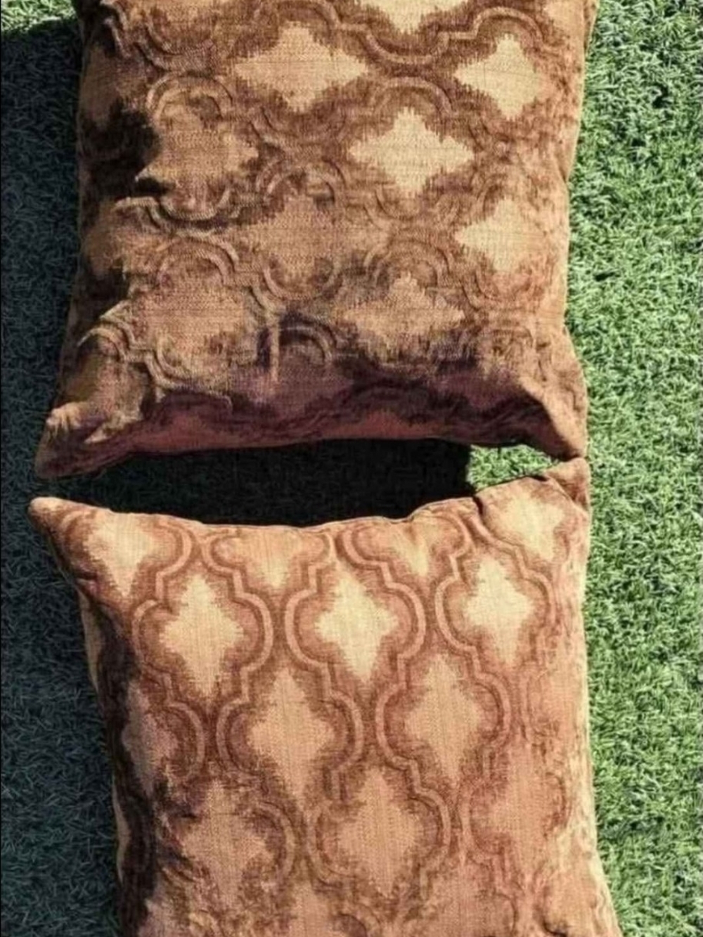 Decorative Brown Patterned Throw Pillow - Set of 2